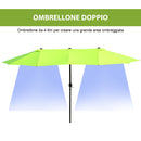 Ombrellone da Giardino Doppio 460x270x240 cm in Acciaio e Poliestere Verde