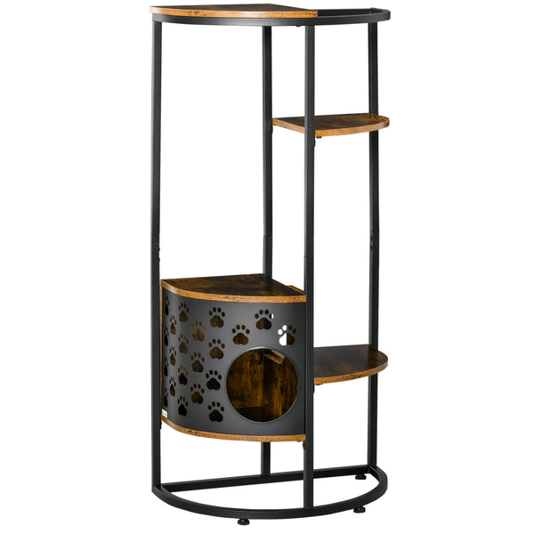 Chat Gym avec Niche 60x36x123 cm en Acier et Aggloméré Marron acquista