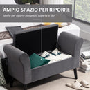Panca Pouf Contenitore Imbottita 111,5x41x65 cm in Tessuto Grigio
