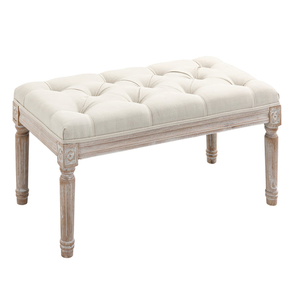 online Banc de bout de lit rembourré 80x40x41 cm en bois ottoman beige