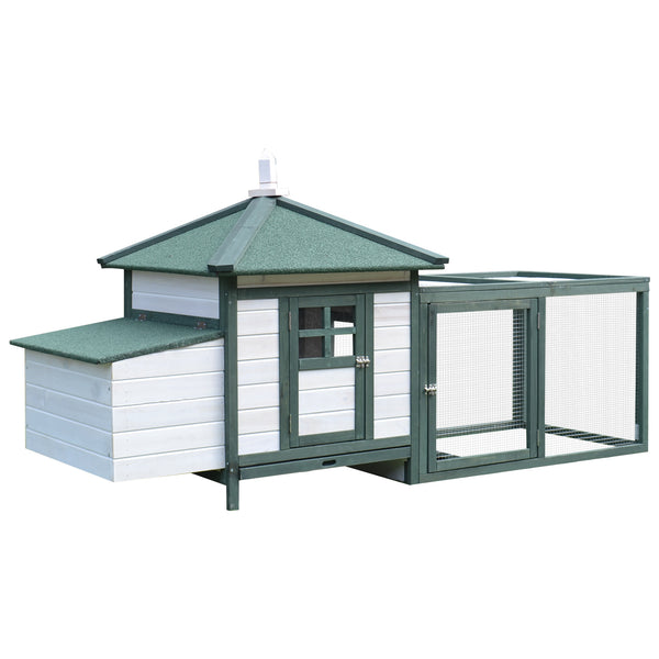 Cage Poulailler pour Poules d'Extérieur 64x64x97 cm en Bois Blanc et Vert sconto