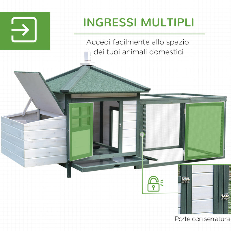 Pollaio Gabbia per Galline da Esterno 64x64x97 cm in Legno Bianco e Verde