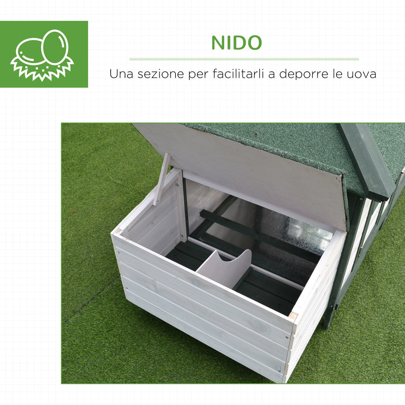 Pollaio Gabbia per Galline da Esterno 64x64x97 cm in Legno Bianco e Verde