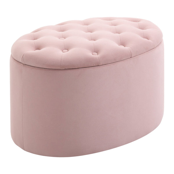online Pouf Rembourré Ovale 71x52x42 cm en Velours Rose