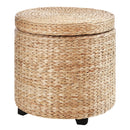 Pouf Contenitore Tondo Ø43x43 cm in Rattan Khaki
