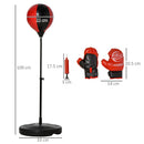 Punching Ball per Bambini con Guantoni Altezza Regolabile Rosso e Nero