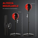 Punching Ball per Bambini con Guantoni Altezza Regolabile Rosso e Nero