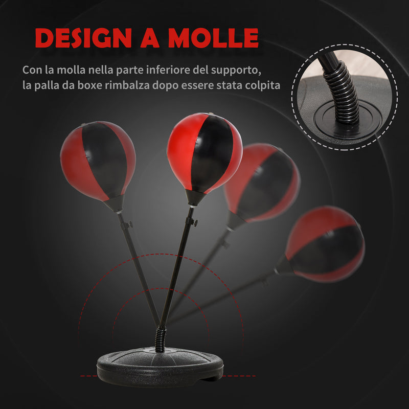 Punching Ball per Bambini con Guantoni Altezza Regolabile Rosso e Nero