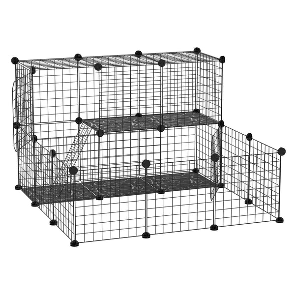 sconto Cage Lapin Modulable 105x105x70 cm en Acier Noir