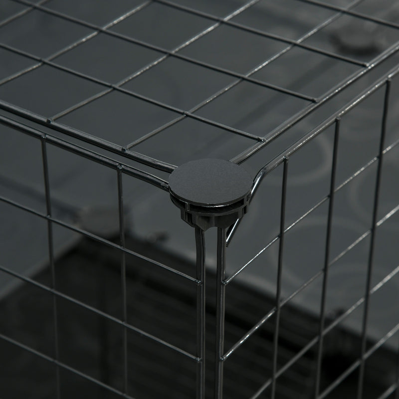 Gabbia per Conigli Modulabile 175x105x70 cm in Metallo Nero