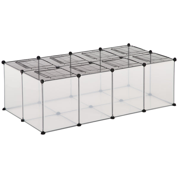 Cage Modulaire pour Hamsters et Rongeurs 140x70x45 cm en Résine et Acier Noir et Transparent sconto