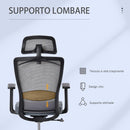 Sedia Poltrona Direzionale da Ufficio 67x66x110-120 cm in Tessuto a Rete Grigio