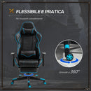 Sedia da Gaming Ergonomica 72x77x128-138 cm con Poggiapiedi in Similpelle Nero