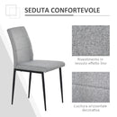 Set 4 Sedie Imbottite 41,5x54,5x87 cm in Tessuto Grigio
