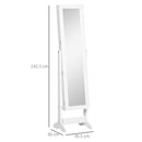 Armadio Portagioie a Specchio 35,5x30x142,5 cm Inclinazione Regolabile Bianco