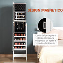 Armadio Portagioie a Specchio 35,5x30x142,5 cm Inclinazione Regolabile Bianco