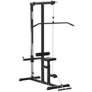 Stazione Fitness Multifunzione 107Lx120x190 cm con Panca e Cavo Regolabile Nero