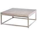 Tavolino Basso da Caffè 80x80x34 cm in Acciaio e MDF Grigio