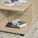 Tavolino da Caffè 2 Cassetto 2 Mensole 70x70x35 cm con Ruote in Legno