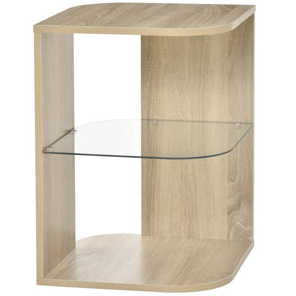 acquista Table Basse 3 Etagères 40x40x56 cm en Bois et Chêne Verre
