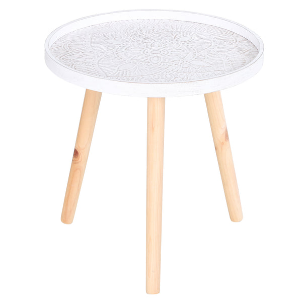 Table Basse Ø40x40,5 cm en Bois et MDF Blanc sconto