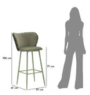 Sgabello Bar Alaska B Verde Set 2 Pz 55x58x106 cm in Compensato e Spugna e Ferro e Poliestere Verde      