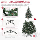 Albero di Natale Artificiale Innevato 150 cm 676 Rami con Pigne Apertura Automatica Verde