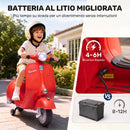 Moto Elettrica per Bambini 3+ Anni Licenza Piaggio Vespa 7,2 V 81x37x63 cm con Rotelle Rimovibili 3-5 km/h Max 30 kg in PP Rosso      