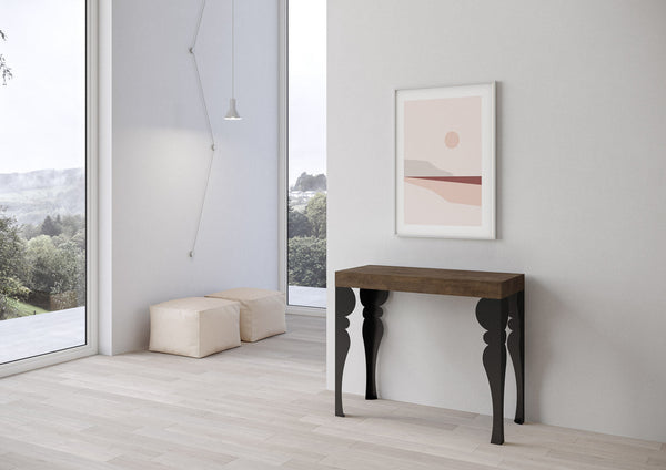 Consolle Allungabile 90-300x40x77 cm in Nobilitato Marrone sconto