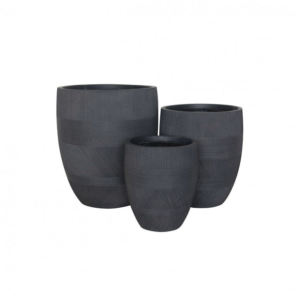 Set de 3 vases Poppy en fibre synthétique Gris Foncé sconto