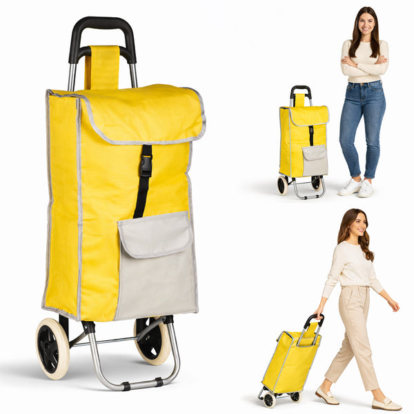 sconto Carrello per la Spesa Zeus Trolley con Rivestimento Termico 35x30x90 cm e Ruote Giallo