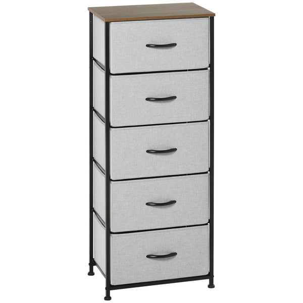 Cassettiera 8 Cassetti 45x30x116 cm in Legno e Acciaio Marrone Grigio e Nero acquista