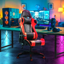 Sedia da Gaming Ergonomica in Similpelle Altezza Regolabile con Cuscino  Nera e Rossa