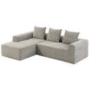 Divano Angolare 3 Posti Senza Struttura 242x178x83 cm con Seduta Ampia e Profonda in Ciniglia Grigio Chiaro      
