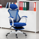 Sedia da Gaming Ergonomica Girevole e Reclinabile con Poggiapiedi Blu 