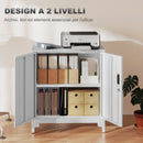 Armadietto Portadocumenti 80x35x91 cm con 2 Ante e Chiavi in Metallo Bianco  