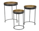 Tavolinetti Alti Bascket Botis Set 3 Pz Ø42,5x60-35,5x54-30,5x49 cm in Ferro Nero