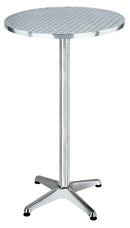 Tavolino Tondo Alto da Giardino Ø60 cm in Alluminio Piano Ribaltabile Bauer Silver