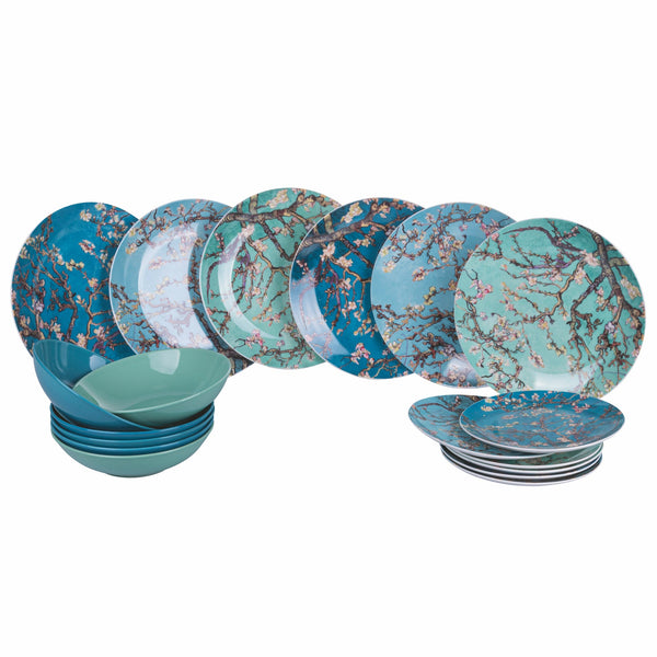 Service de Table 18 Pièces en Porcelaine Neuf et Grès VdE Tivoli 1996 Bleu Rêve Japonais acquista