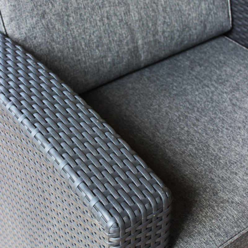 Set Salotto da Giardino Divano 2 Poltrone e Tavolino con Cuscini in Plastica Antracite