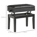 Sgabello per Pianoforte Altezza Regolabile 46-56 cm con Vano Contenitore Nero  