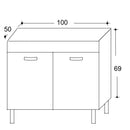 Mobile Sottolavello da Cucina 100x50x69 cm con 2 Ante in Nobilitato Bianco Opaco 