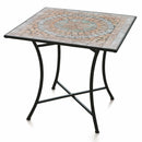 Tavolo da Giardino Quadrato 83x83 cm in Ferro Battuto con Mosaico Soriani Cipro