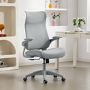 Sedia da Ufficio Ergonomica con Braccioli Regolabili Schienale a Rete e Poggiatesta Grigio      