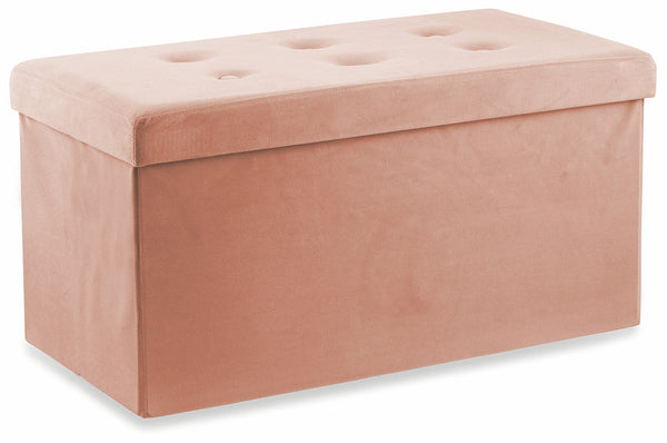 online Pouf Coffre Trunk en Velours Soriani Rose Poudré
