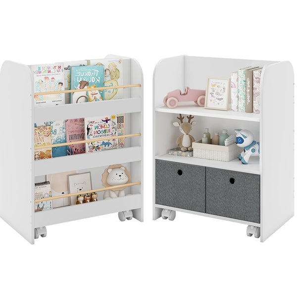 sconto Libreria Montessoriana per Bambini con Ruote 2 in 1 Cassetti in Tessuto in Legno