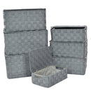 Set 7 Scatole in poliestere grigio rettangolare con manici in metallo 