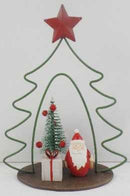 Albero metallo con babbo natale resina rosso cm 21x9,5xh25,5