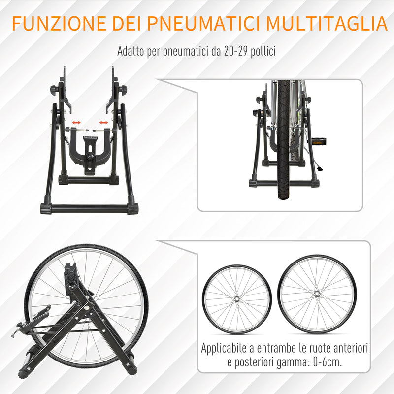 Cavalletto Pieghevole per Manutenzione Ruote Bici da 20-29' 58x28.5x43 cm Nero