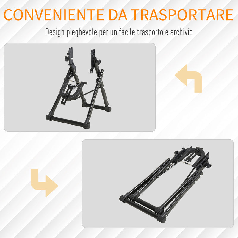 Cavalletto Pieghevole per Manutenzione Ruote Bici da 20-29' 58x28.5x43 cm Nero